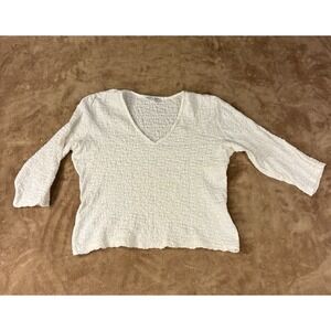 VTG Sno Skins Womens Ivory White Textured Popcorn Knit Top XL 90s Y2K Clean Girl